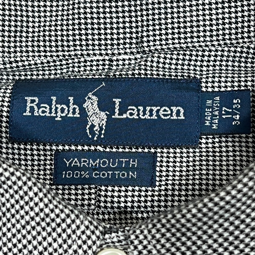 Ralph‎ Lauren Mens Yarmouth Button Down Shirt Black White Houndstooth 17 34 35 - Picture 4 of 7